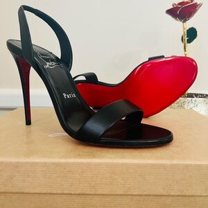 NEW Christian Louboutin O Marilyn Black Leather Sandals in 37.5 Best fits US 7.5